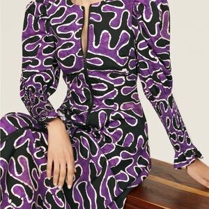 Purple Patterned Midi Dress by Busayo
